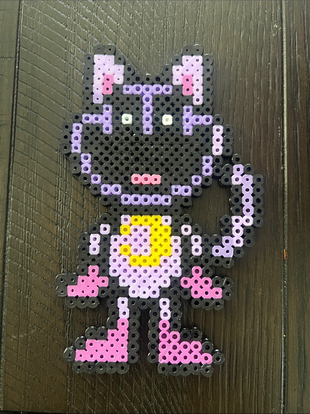 Handmade Purple & Pink Cat Perler Bead - Catnap from nightmare critters